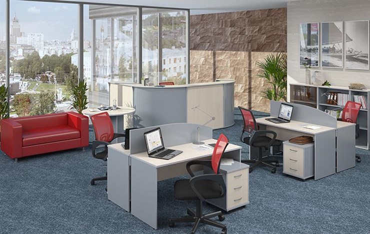 Офисный комплект мебели IMAGO четыре рабочих места, стол для переговоров в Йошкар-Оле - изображение 1